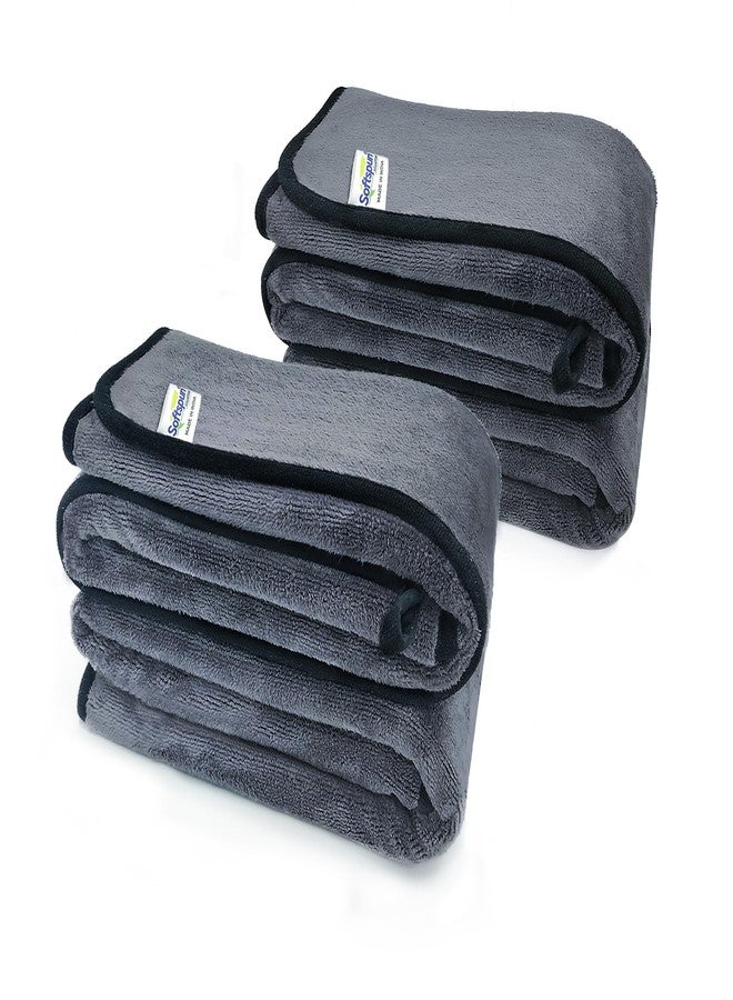 SOFTSPUN Microfiber Super Absorbent Cloth 500 GSM 35X75 Cms Pack of 4 Grey! Highly Absorbent Lint and Streak Free Multi -Purpose Wash Cloth for Kitchen Window Stainless Steel Silverware. - Image 1